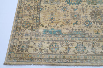 306 x 417 cm | Traditional Beige Area Rug Afghan Hand Knotted veg Dye Wool carpet