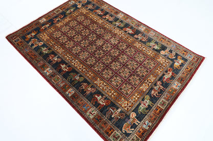129 x 183 cm | Oriental Animal Area Rug Afghan Hand Knotted Veg Dye Wool carpet