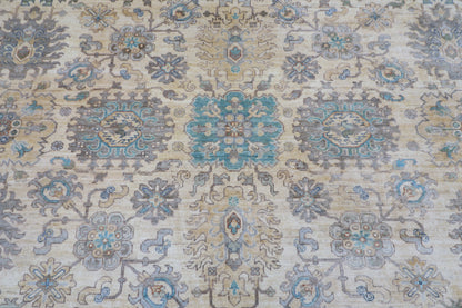 306 x 417 cm | Traditional Beige Area Rug Afghan Hand Knotted veg Dye Wool carpet