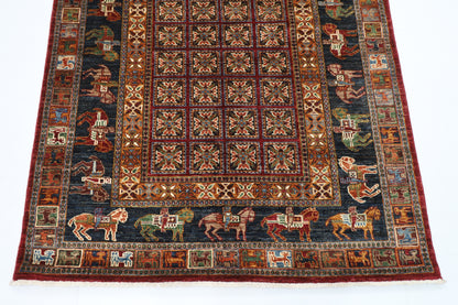 129 x 183 cm | Oriental Animal Area Rug Afghan Hand Knotted Veg Dye Wool carpet