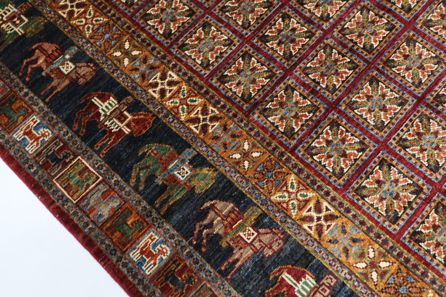 129 x 183 cm | Oriental Animal Area Rug Afghan Hand Knotted Veg Dye Wool carpet