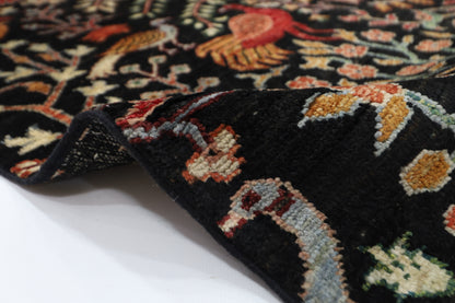 149 x 204 cm | Birds Pictorial Black Afghan Hand Knotted Carpet
