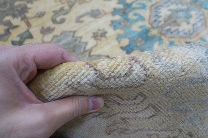 306 x 417 cm | Traditional Beige Area Rug Afghan Hand Knotted veg Dye Wool carpet