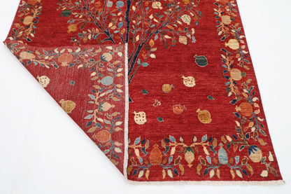 170 x 242 cm | Pomegranate Tree Afghan Hand Knotted Carpet