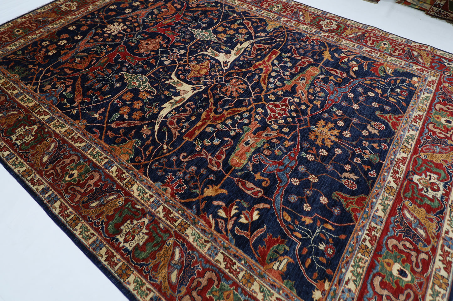 275 x 368 cm | Traditional Bidjar Blue Area Rug Afghan Hand Knotted veg Dye Wool carpet