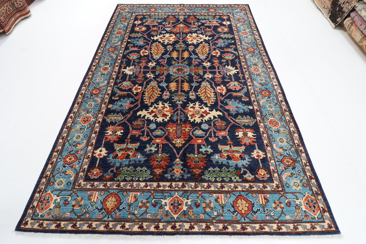 198 x 295 cm | Navy Blue Afghan Veg Dye Wool carpet