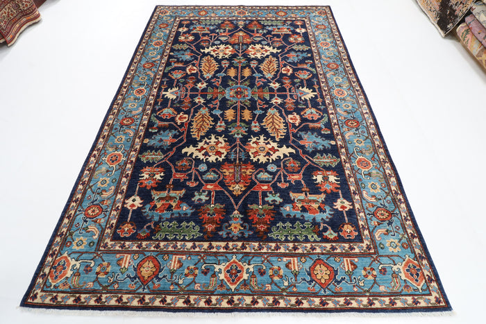 198 x 295 cm | Navy Blue Afghan Veg Dye Wool carpet