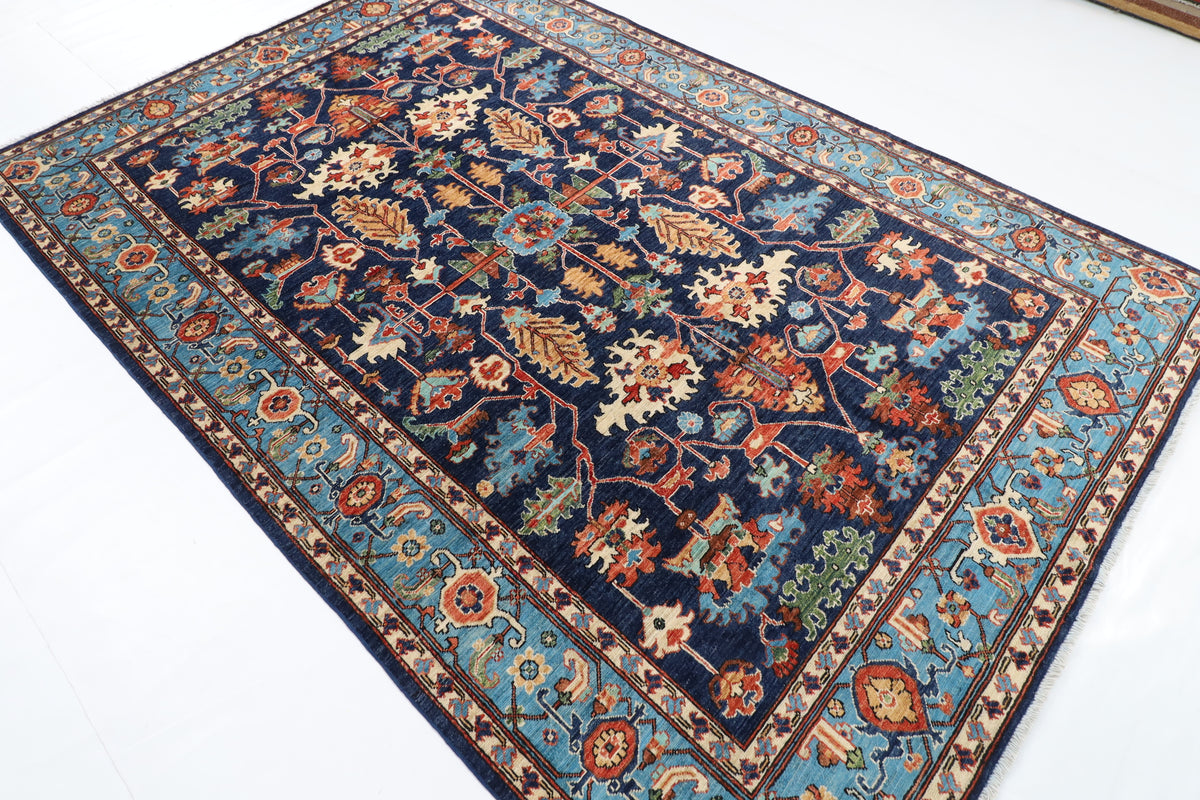 198 x 295 cm | Navy Blue Afghan Veg Dye Wool carpet