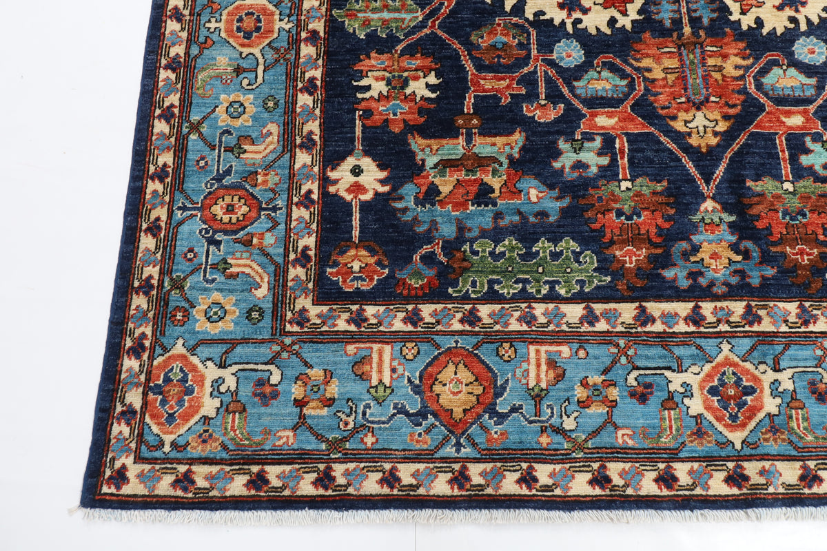 198 x 295 cm | Navy Blue Afghan Veg Dye Wool carpet