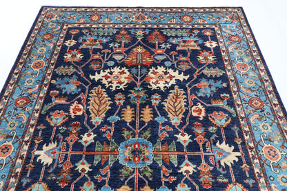 198 x 295 cm | Navy Blue Afghan Veg Dye Wool carpet