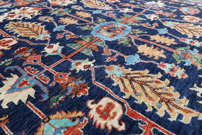 198 x 295 cm | Navy Blue Afghan Veg Dye Wool carpet