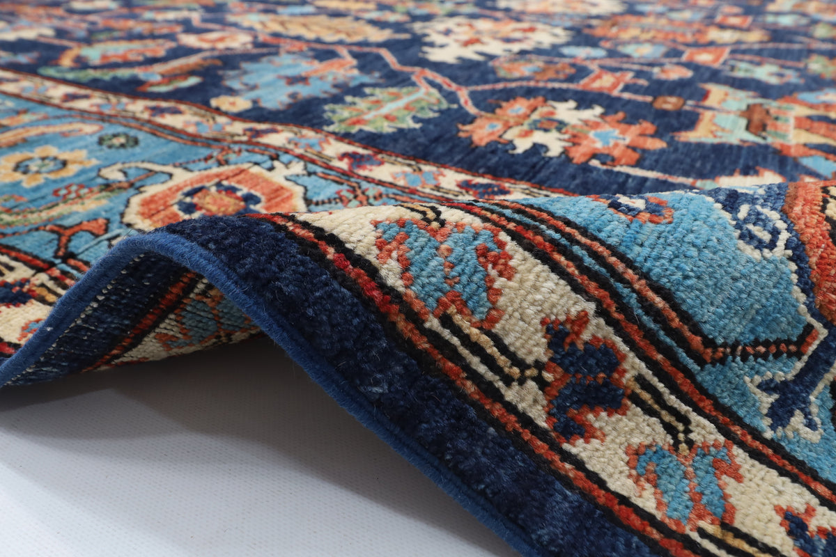 198 x 295 cm | Navy Blue Afghan Veg Dye Wool carpet