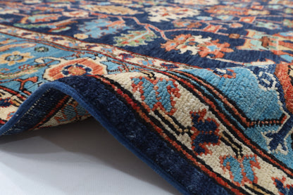 198 x 295 cm | Navy Blue Afghan Veg Dye Wool carpet