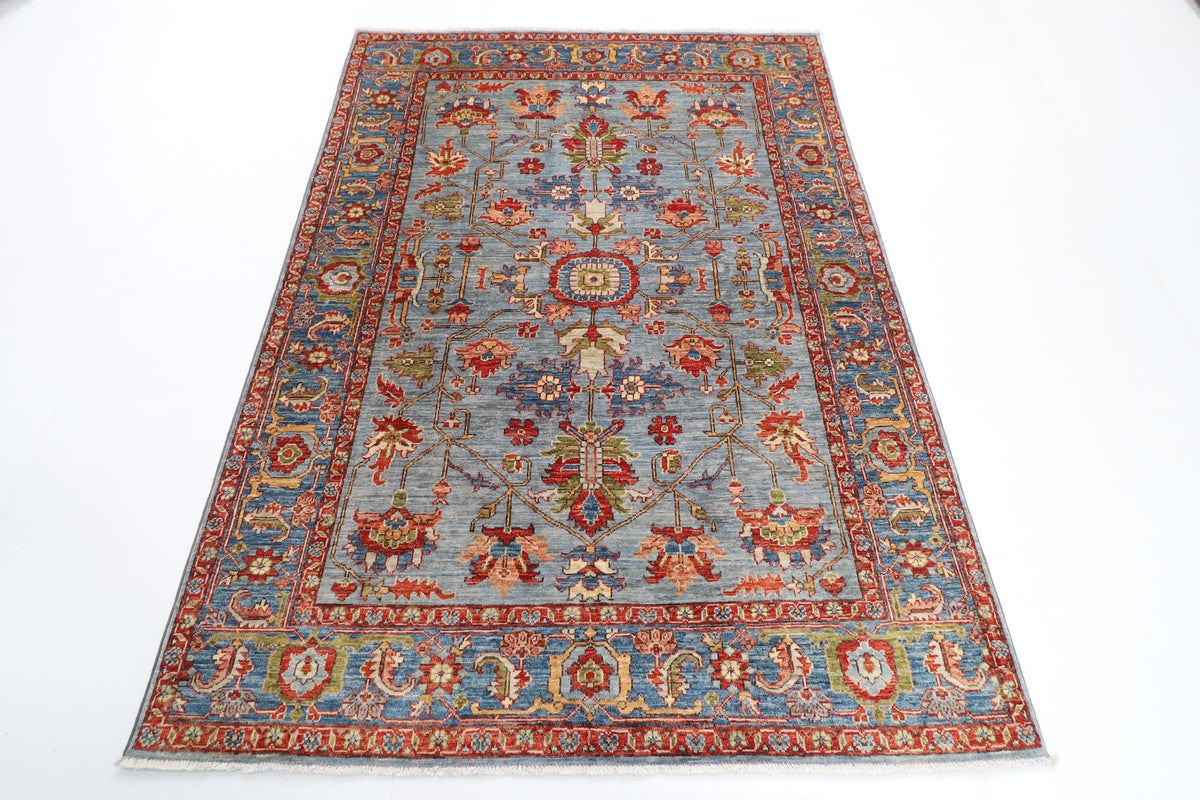 156 x 215 cm | Blueish Grey Afghan Veg Dye Wool carpet