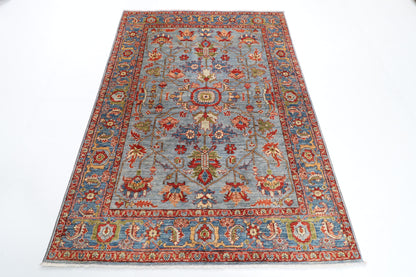 156 x 215 cm | Blueish Grey Afghan Veg Dye Wool carpet