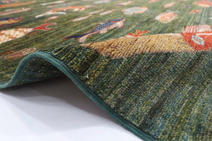152 x 203 cm | Fish Party Afghan Veg Dye Wool carpet