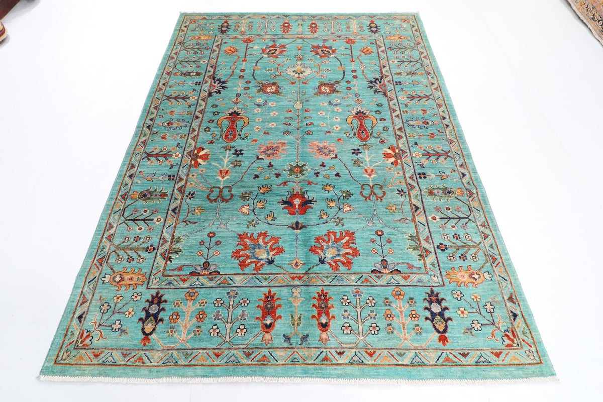 179 x 242 cm | Turquoise Afghan Veg Dye Wool carpet