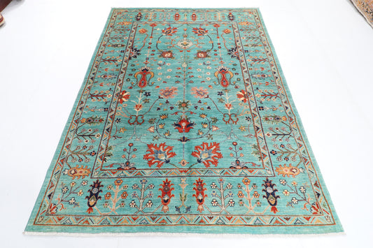 179 x 242 cm | Turquoise Afghan Veg Dye Wool carpet