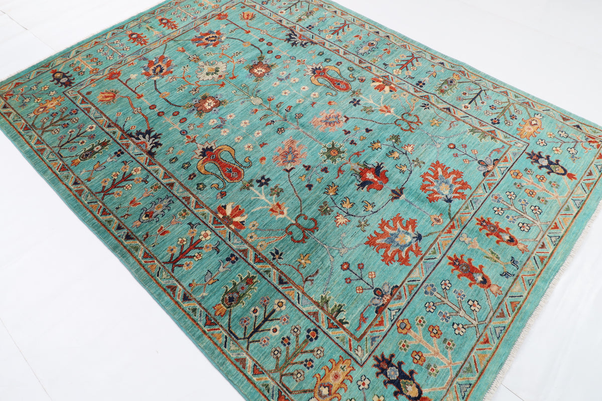 179 x 242 cm | Turquoise Afghan Veg Dye Wool carpet