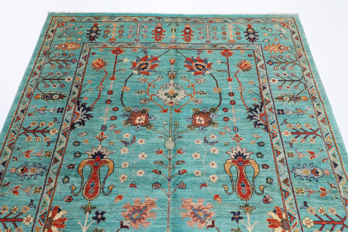 179 x 242 cm | Turquoise Afghan Veg Dye Wool carpet