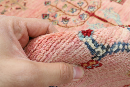154 x 200 cm | Pink Trees Afghan Veg Dye Wool carpet