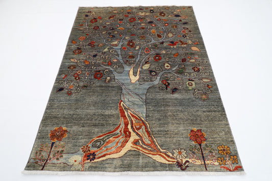 155 x 200 cm | Tree Gabbeh Afghan Hand Knotted carpet