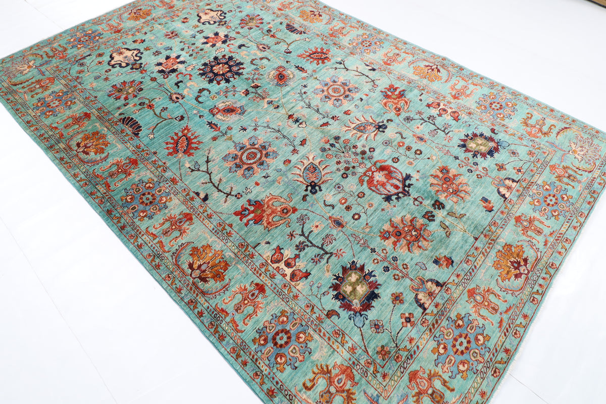 197 x 295 cm | Turquoise Afghan Veg Dye Wool carpet