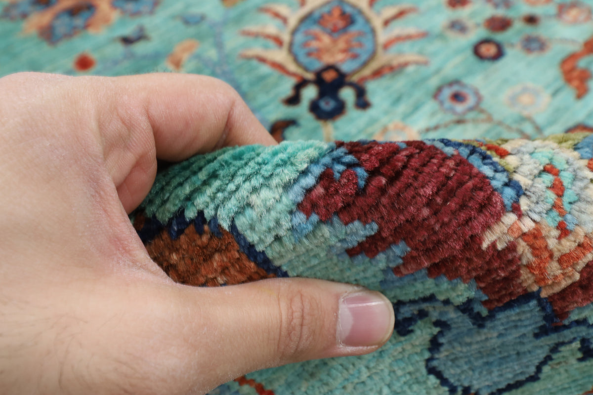 197 x 295 cm | Turquoise Afghan Veg Dye Wool carpet