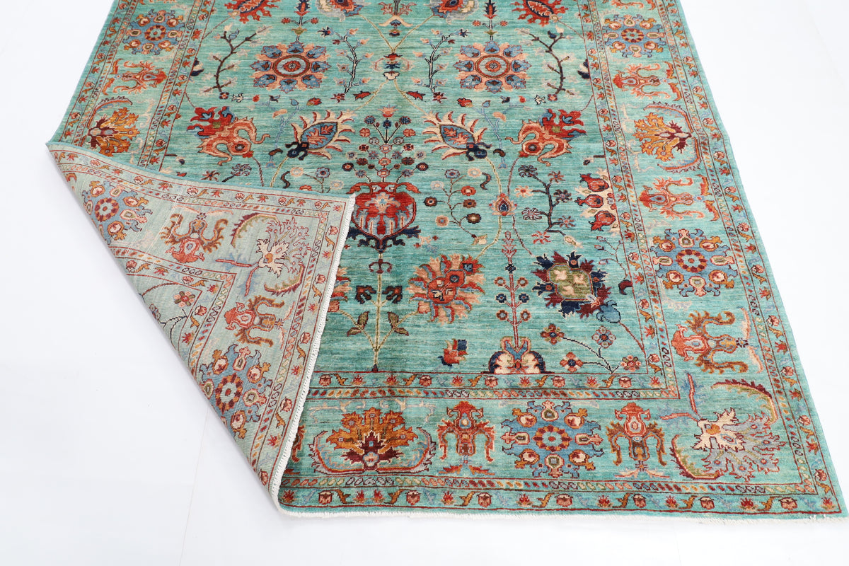 197 x 295 cm | Turquoise Afghan Veg Dye Wool carpet