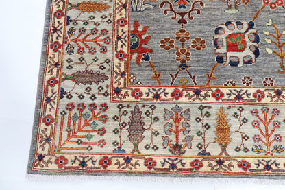 207 x 297 cm | Grey Floral Afghan Veg Dye Wool carpet