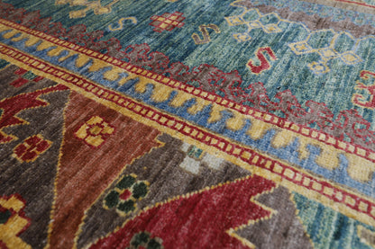 309 x 423 cm | Traditional balochi Green Area Rug Afghan Hand Knotted veg Dye Wool carpet