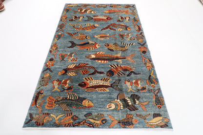 149 x 235 cm | Fish Party Afghan Veg Dye Wool carpet