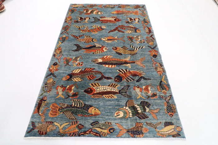 149 x 235 cm | Fish Party Afghan Veg Dye Wool carpet
