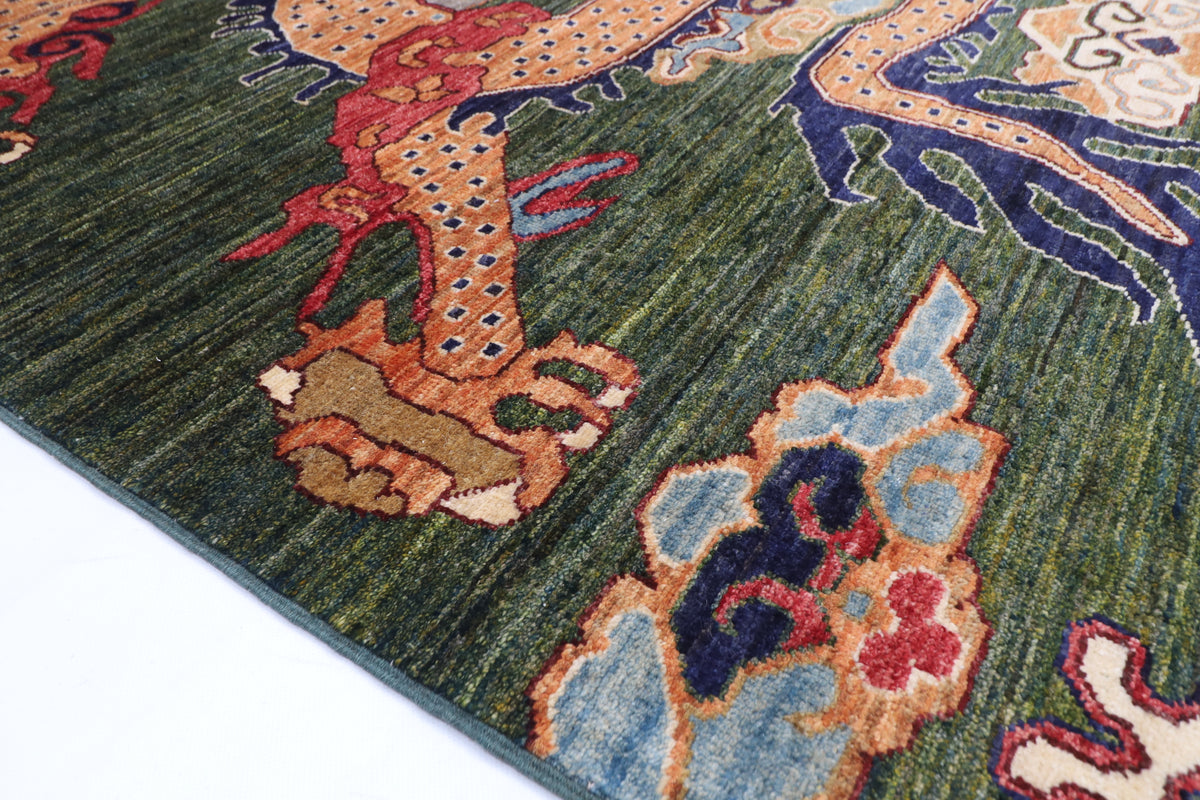 155 x 199 cm | Chinese Dragon Afghan Veg Dye Wool carpet