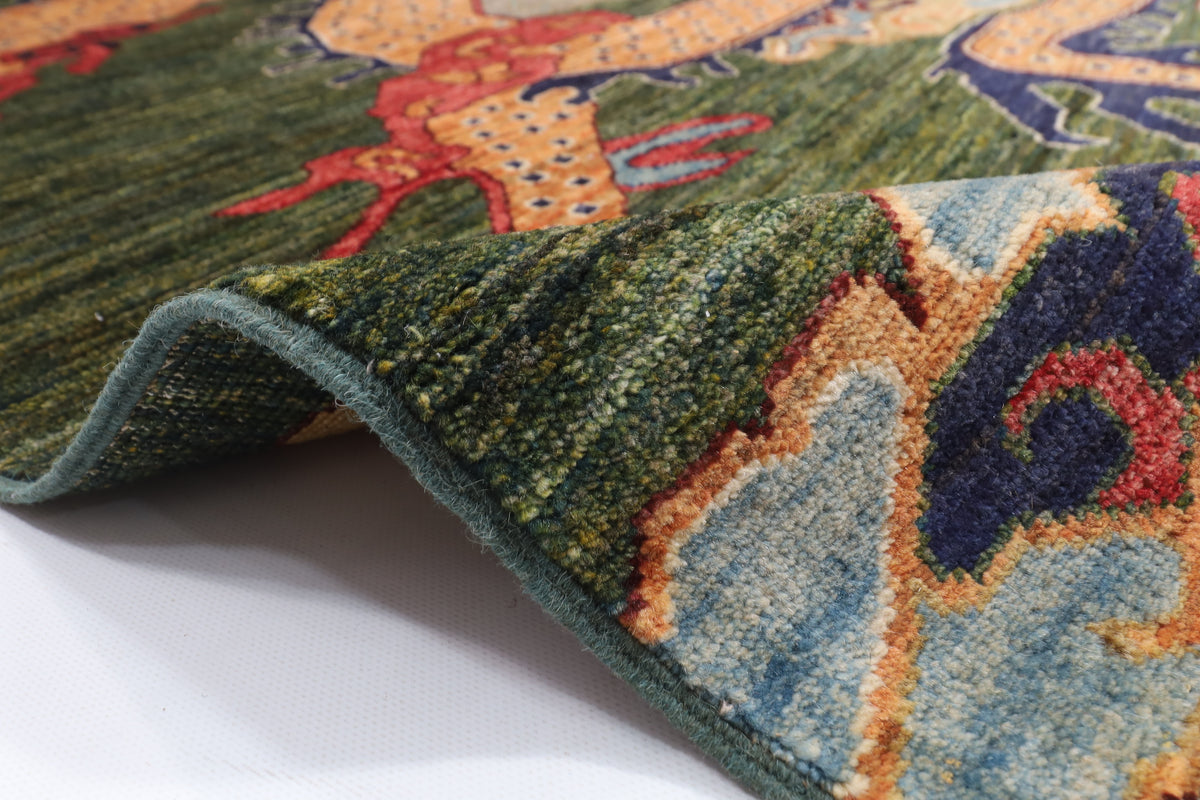 155 x 199 cm | Chinese Dragon Afghan Veg Dye Wool carpet