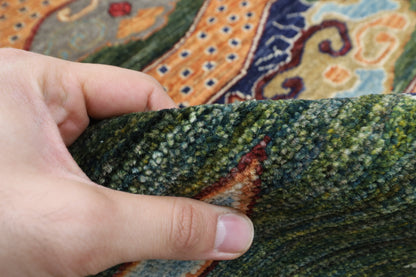 155 x 199 cm | Chinese Dragon Afghan Veg Dye Wool carpet