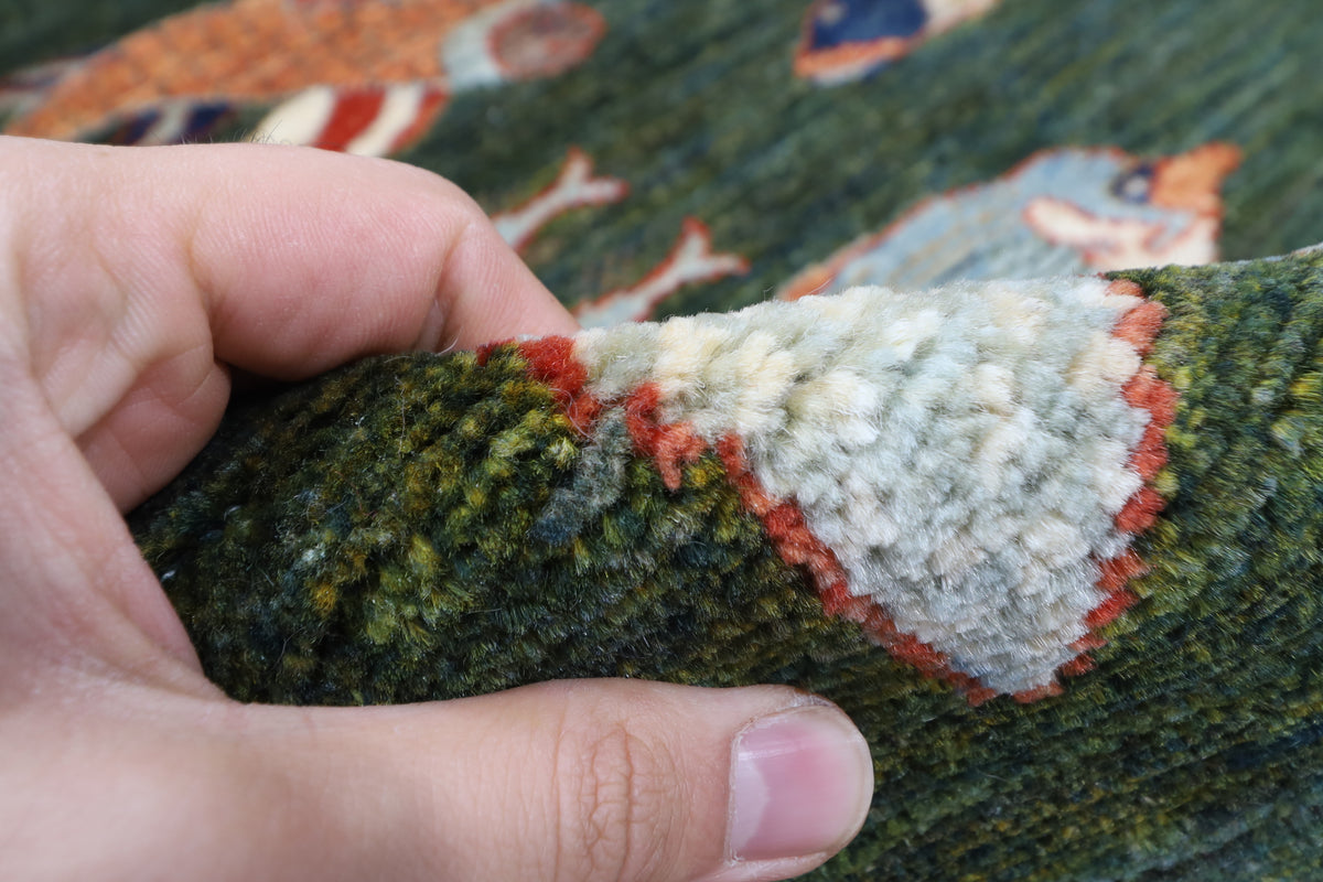 151 x 205 cm | Fish Party Afghan Veg Dye Wool carpet