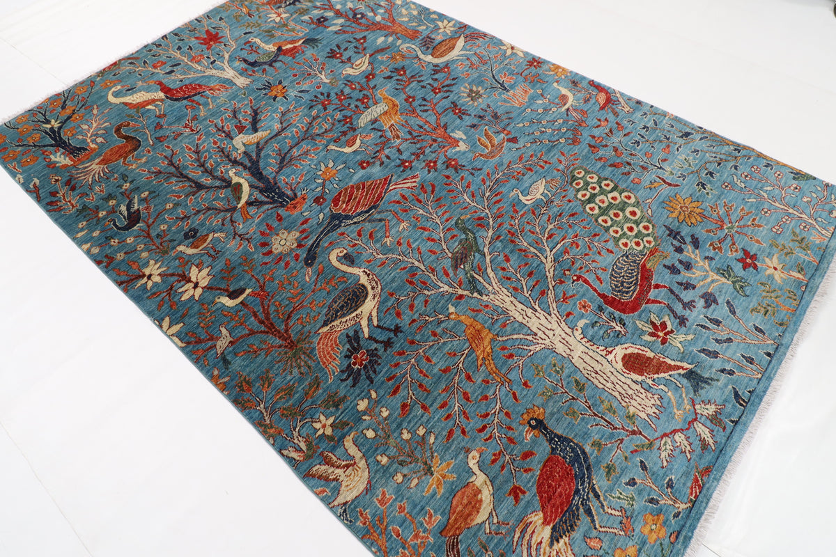 178 x 268 cm | Birds Afghan Veg Dye Wool carpet