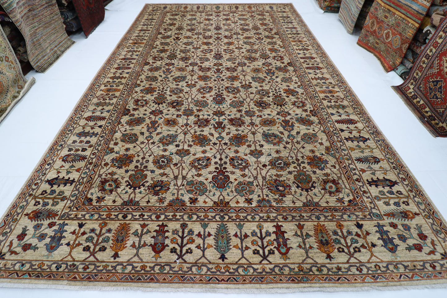 296 x 490 cm | Large Over Size Oriental Afghan Tribal Hand Knotted Wool Carpet