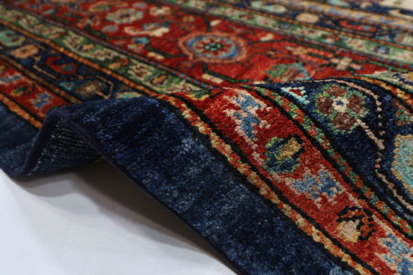 363 x 464 cm | Large Over Size Oriental Navy Blue Afghan Tribal Hand Knotted Wool Carpet