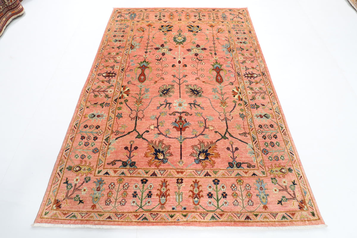 171 x 238 cm | Pink Floral Afghan Veg Dye Wool carpet