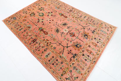 171 x 238 cm | Pink Floral Afghan Veg Dye Wool carpet
