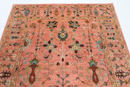 171 x 238 cm | Pink Floral Afghan Veg Dye Wool carpet