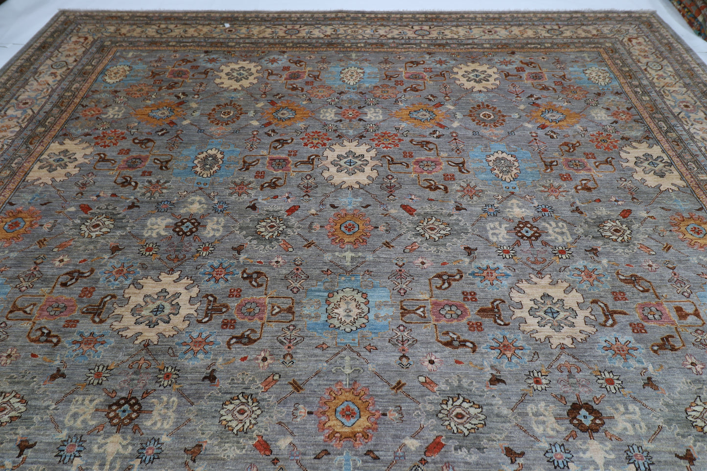 367 x 446 cm | Large Over Size Oriental Floral Afghan Tribal Hand Knotted Wool Carpet