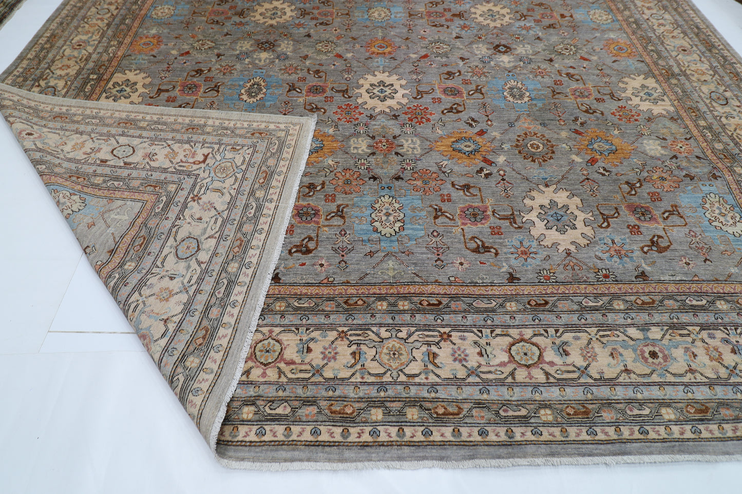 367 x 446 cm | Large Over Size Oriental Floral Afghan Tribal Hand Knotted Wool Carpet