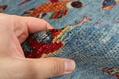 153 x 201 cm | Fish Party Afghan Veg Dye Wool carpet