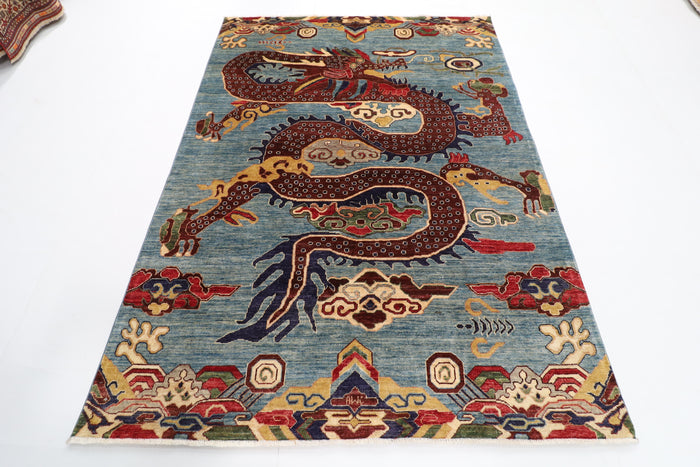 169 x 234 cm | Chinese Dragon Afghan Veg Dye Wool carpet
