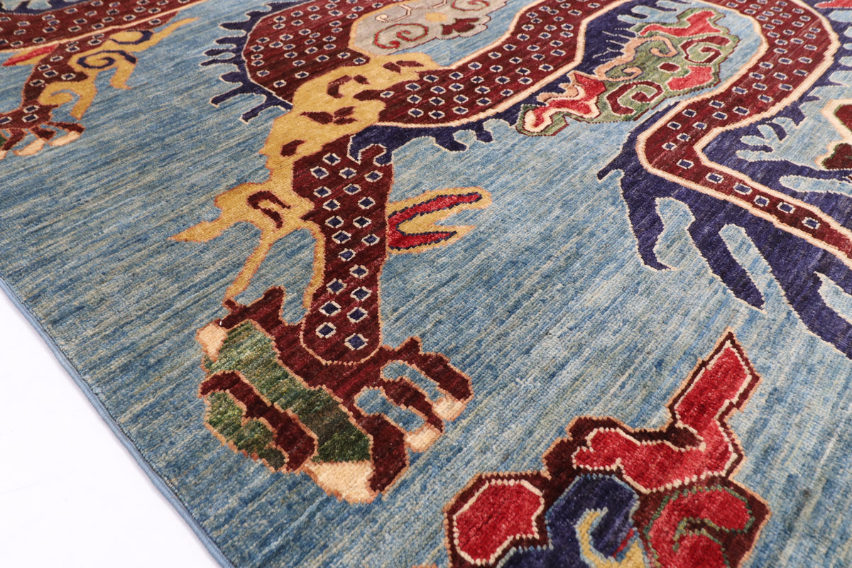 169 x 234 cm | Chinese Dragon Afghan Veg Dye Wool carpet