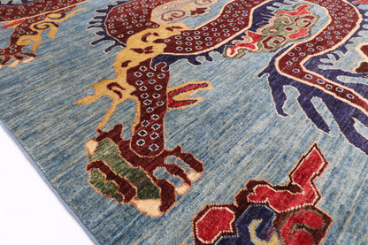 169 x 234 cm | Chinese Dragon Afghan Veg Dye Wool carpet