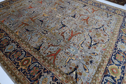 364 x 446 cm | Large Over Size Oriental Floral Gray Afghan Tribal Hand Knotted Wool Carpet